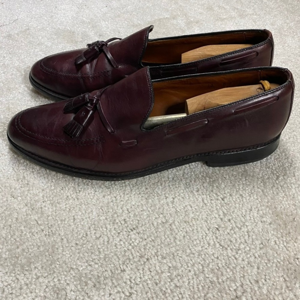 Allen Edmonds Grayson Loafers Mens 12 D Burgundy Leather Tassel 8227 Dress Shoes